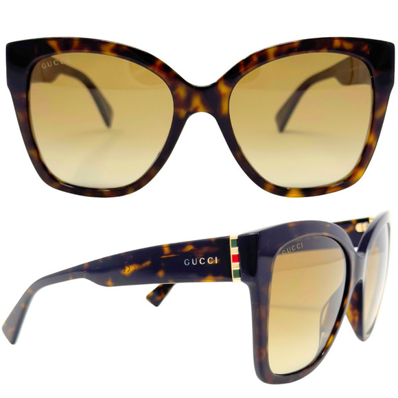 NWOT‎ Gucci LOGO Red Green Ophidia Oversize Square Sunglasses Brown Lenses - Picture 1 of 14